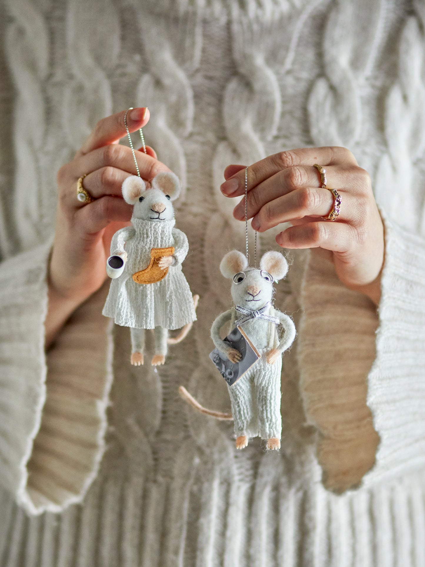Ornament Peo - wit (set van 2)