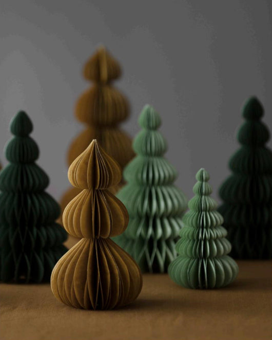 Kerstboom van papier 23 cm olijfgroen