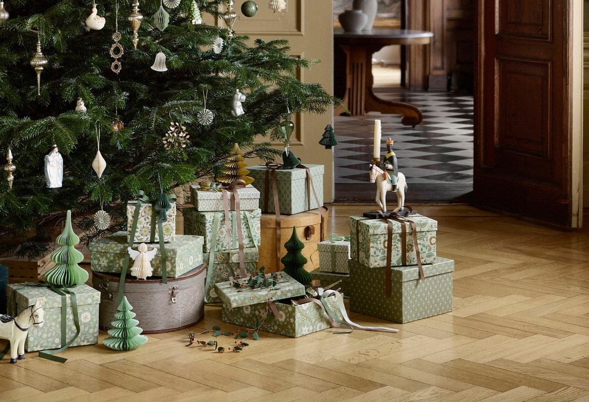 Kerstboom van papier - 16 cm - verschillende kleuren